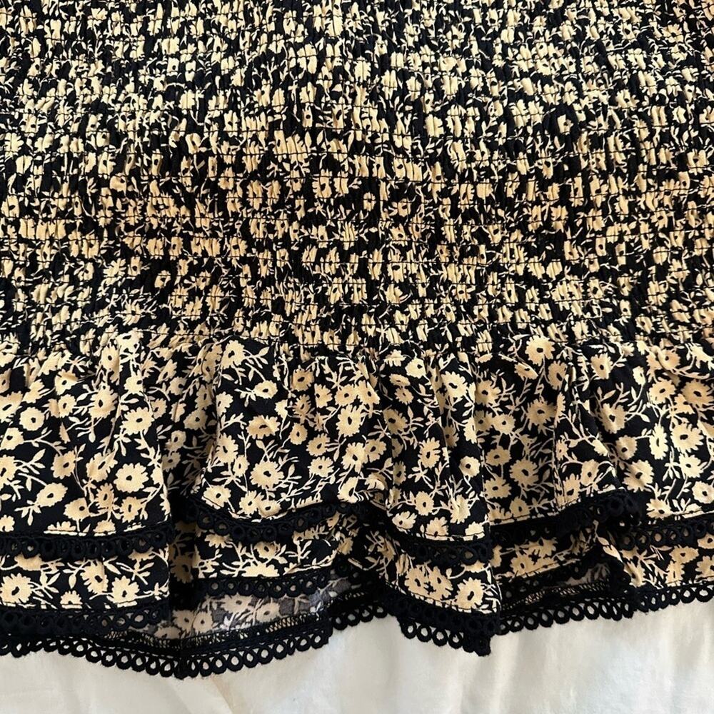 Lost + Wander Mini Dress Pick Me Golden Hour Long Sleeve Floral Smocked Size M - Picture 14 of 16